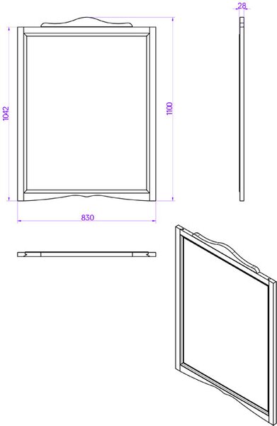 VER1183-B TW Veronica, Зеркало 83*h110см, цвет: bianco