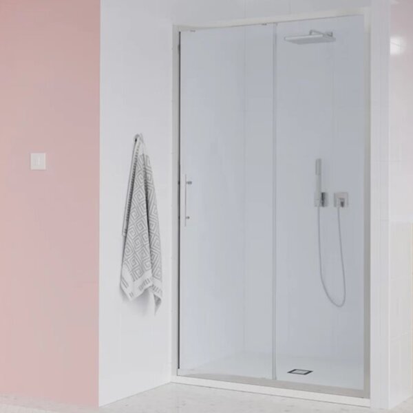 Душевая дверь Veconi Evo 100 CH, 1500x1950, хром, стекло прозрачное, регулировка 147-151 см