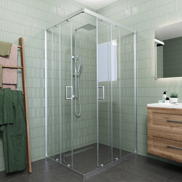 Душевой угол Veconi Rovigo RV-10, 900x800x1950, хром, стекло прозрачное