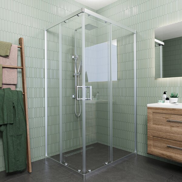 Душевой угол Veconi Rovigo RV-10, 1100x800x1950, хром, стекло прозрачное