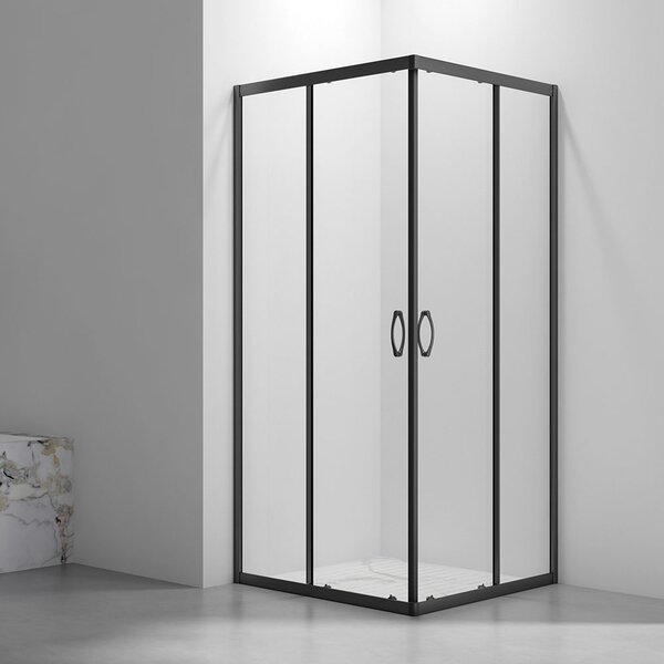 Душевой угол Veconi Rovigo RV-101B, 900x800x1900, черный, стекло прозрачное