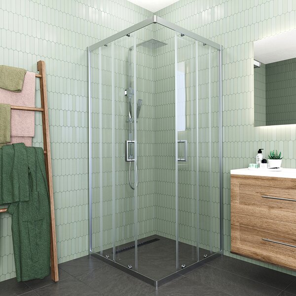 Душевой угол Veconi Rovigo RV-11, 1200x1200x1950, хром, стекло прозрачное