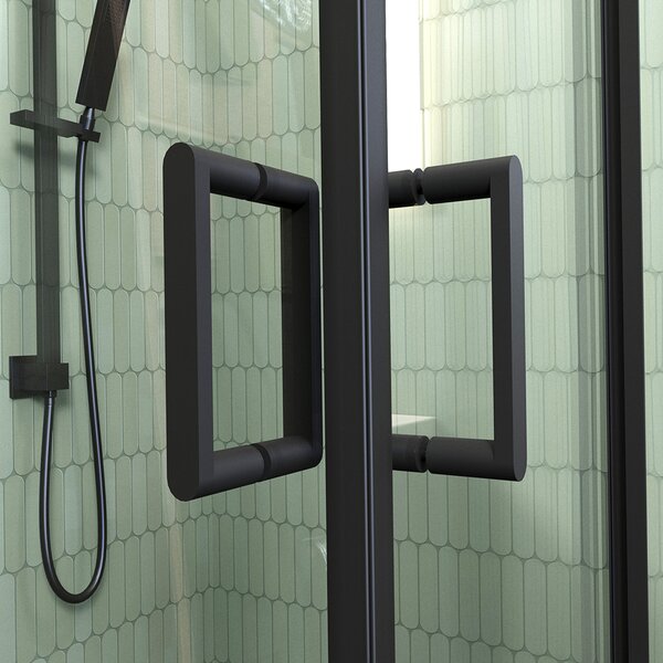 Душевой угол Veconi Rovigo RV-14, 1100x900x1950, черный, стекло прозрачное