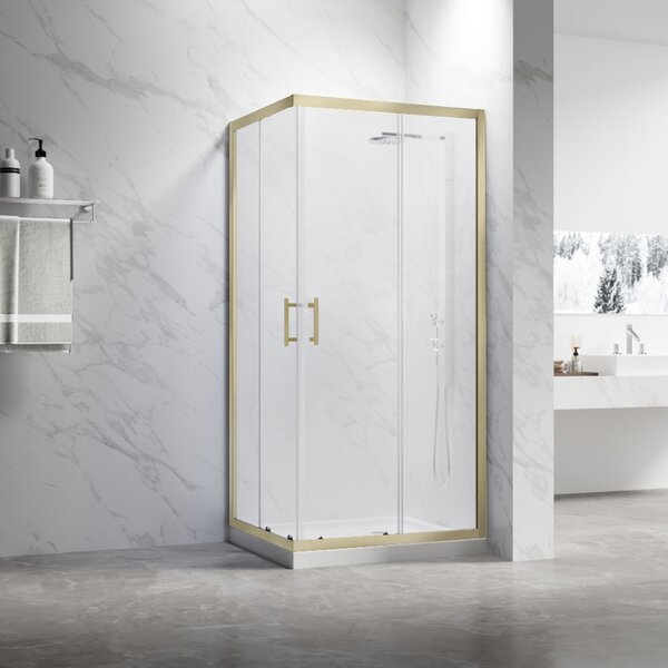 Душевой угол Veconi Rovigo RV-27G, 1200x800x1900, золото брашинг, прозрачное стекло