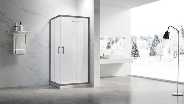 Душевой угол Veconi Rovigo RV-27GM, 1000x1000x1900, оружейная сталь, прозрачное стекло