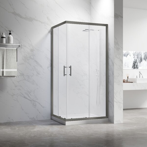 Душевой угол Veconi Rovigo RV-27GM, 1000x800x1900, оружейная сталь, прозрачное стекло