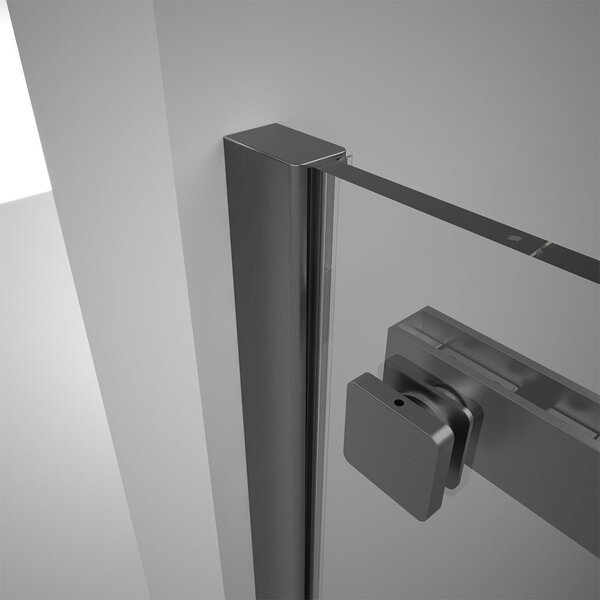 Душевой угол Veconi Rovigo RV-075GR, 1600х1000х2000 графит брашинг, стекло прозрачное