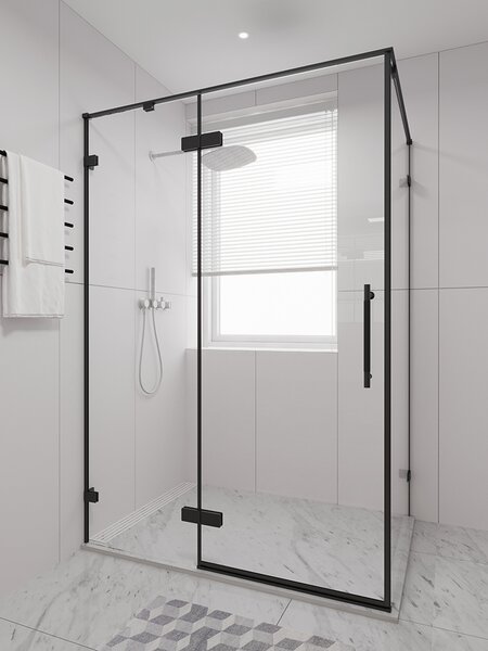 Душевой угол Veconi Premium Alassio SP B, 1400х900x2000, черный матовый, стекло прозрачное осветленное