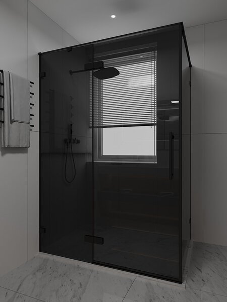 Душевой угол Veconi Premium Alassio SP BB, 1500х800x2000, черный матовый, стекло черное