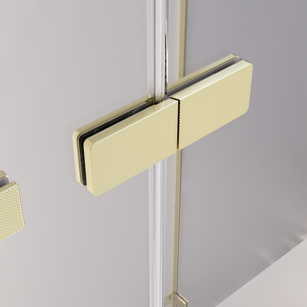 Душевой угол Veconi Premium Alassio SP G, 1400х900x2000, брашированное золото, стекло прозрачное осветленное