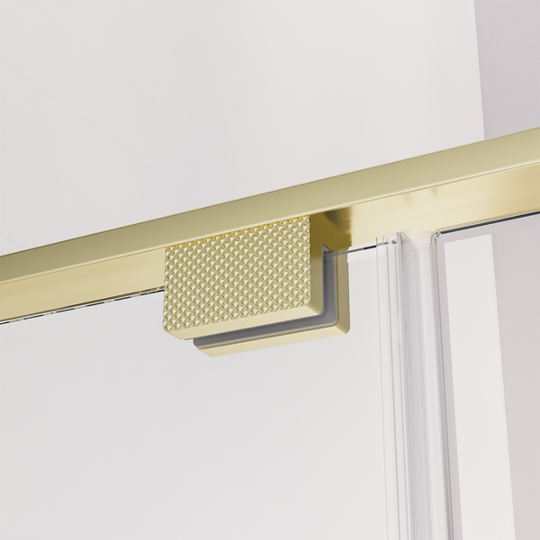 Душевой угол Veconi Premium Alassio SP G, 1500х1000x2000, брашированное золото, стекло прозрачное осветленное