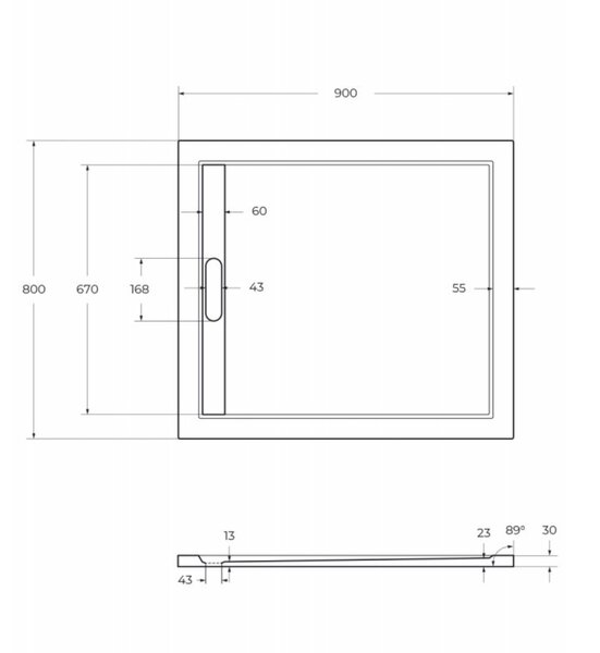 Душевой поддон Cezaes TRAY-AS-AH-90/80-30-W из искусственного мрамора