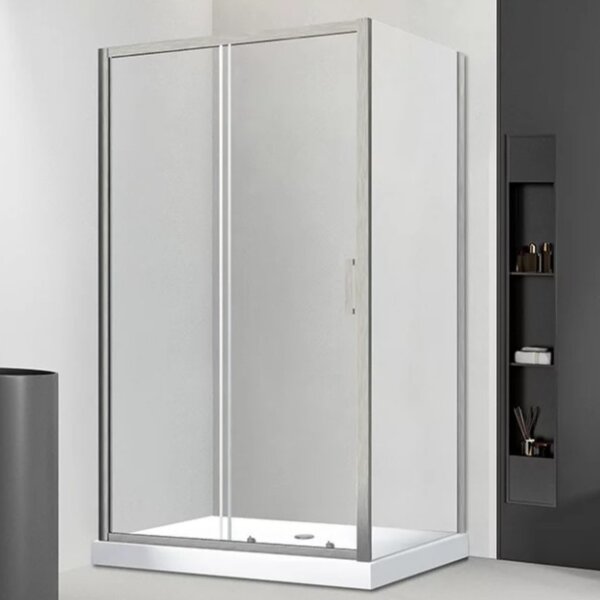 Душевой угол Veconi Rovigo RV-046BС, 1100х700х1950, никель брашинг, стекло прозрачное