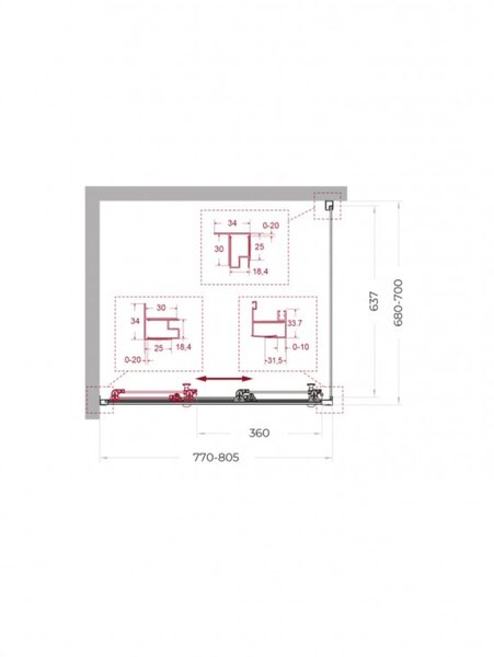 Душевой уголок BelBagno UNO-195-AHF-31-80/70-C-Cr, 80х70 см