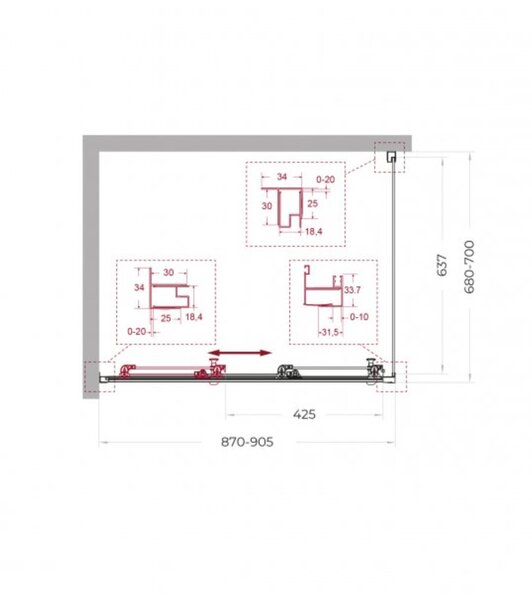 Душевой уголок BelBagno UNO-195-AHF-31-90/70-C-Cr, 90х70 см