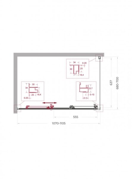 Душевой уголок BelBagno UNO-195-AHF-31-110/70-C-Cr, 110х70 см