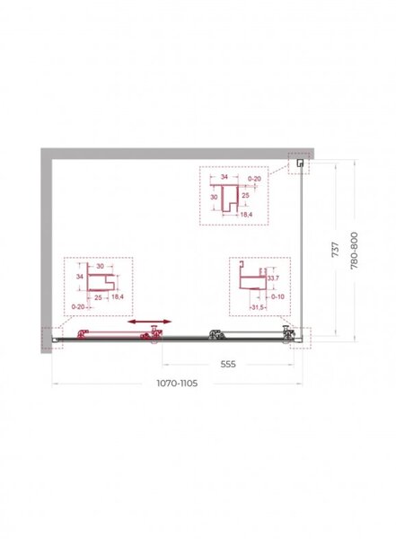 Душевой уголок BelBagno UNO-195-AHF-31-110/80-C-Cr, 110х80 см
