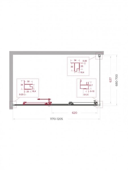 Душевой уголок BelBagno UNO-195-AHF-31-120/70-C-NERO, 120х70 см