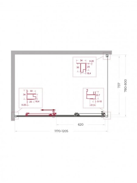 Душевой уголок BelBagno UNO-195-AHF-31-120/80-C-NERO, 120х80 см