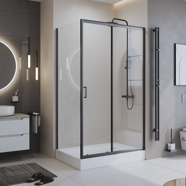 Душевой уголок Belbagno UNO-195-AH-1-120/90-P-NERO, 120х90 см