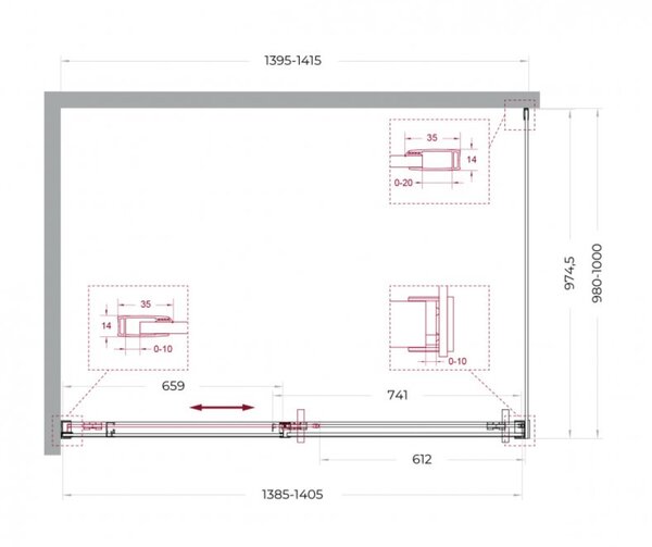 Душевой уголок Belbagno SOFT_CLOSE-1-AH-1-140/100-C-GM, 140х100 см