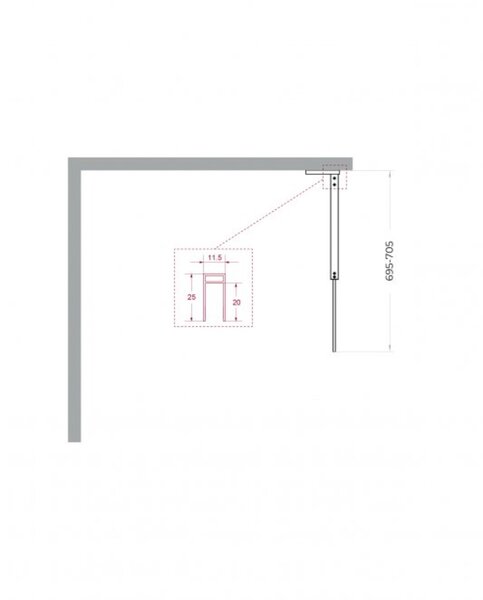 Душевая перегородка Belbagno UNO-L-1-TB-70-C-GM