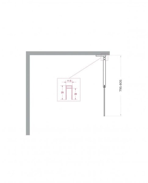 Душевая перегородка Belbagno UNO-L-1-TB-80-C-GM