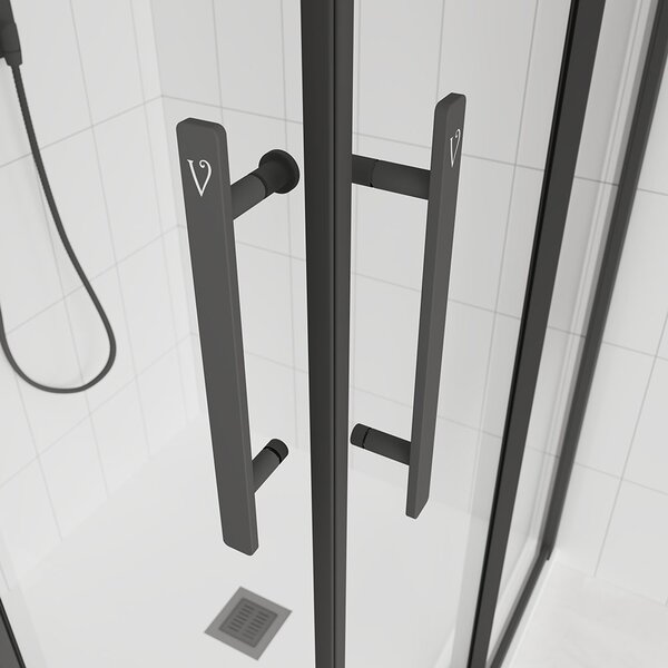 Душевой угол Veconi Evo 300 B, 1000х800x1950, черный матовый, прозрачное стекло