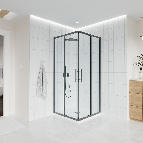 Душевой угол Veconi Evo 300 GR, 800х800x1950, графит брашинг, прозрачное стекло