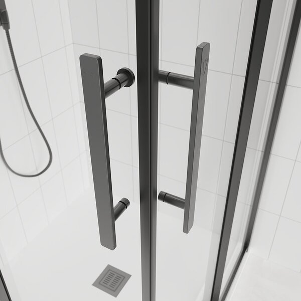 Душевой угол Veconi Evo 300 GR, 800х800x1950, графит брашинг, прозрачное стекло
