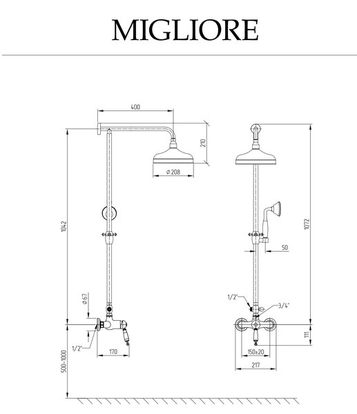 Душевая система Migliore OXFORD 32873 цвет золото