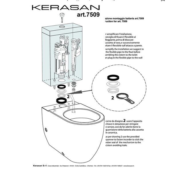 Механизм KERASAN 750990 Geberit двойного слива с нижним подводом воды, цвет кнопки хром