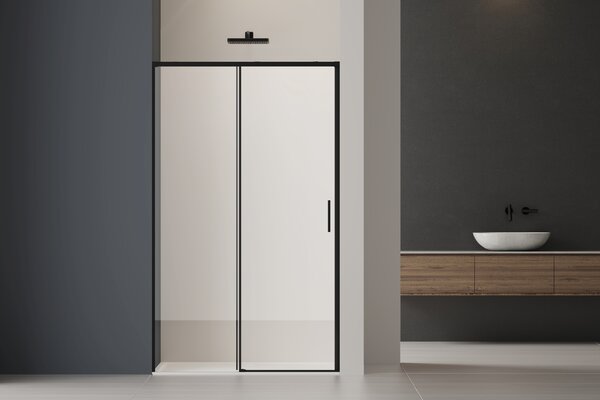 Душевая дверь Vincea Софт 2 (Soft 2) VDS-3SO2110CLB 110x200 см, профиль черный матовый. Размер регулировки 990-1010 мм