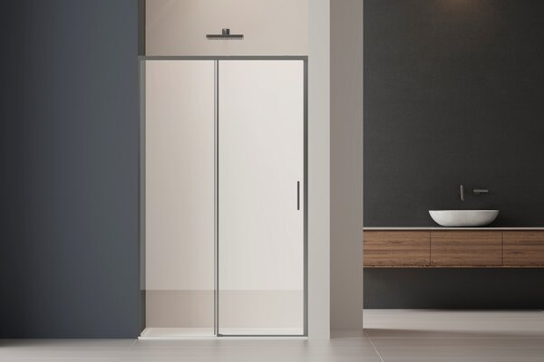 Душевая дверь Vincea Софт 2 (Soft 2) VDS-3SO2140CLGM 140x200 см, профиль вороненая сталь. Размер регулировки 1370-1400 мм