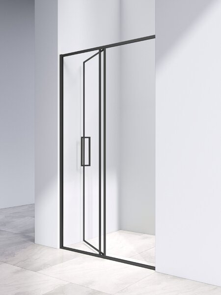 Душевая дверь Vincea Слим 8 (Slim 8mm) VDP-4SL120CLB 120x195 см, профиль черный матовый. Размер регулировки 1180-1210 мм