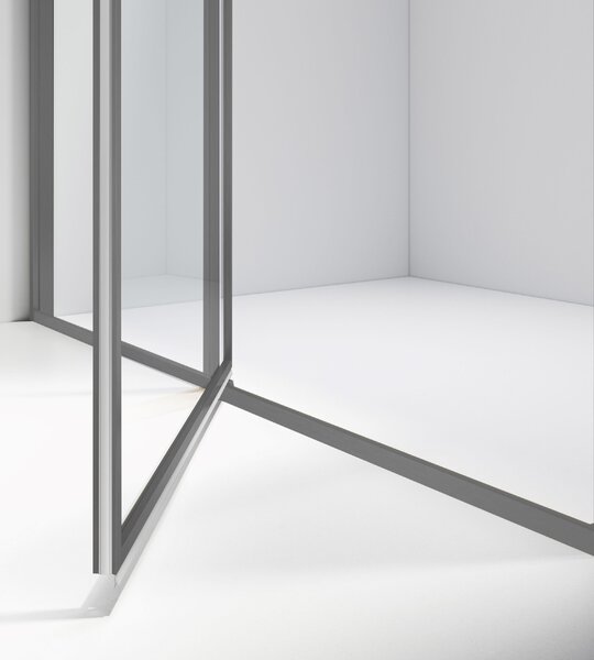 Душевая дверь Vincea Слим 8 (Slim 8mm) VDP-4SL120CLGM 120x195 см, профиль вороненая сталь. Размер регулировки 1180-1210 мм