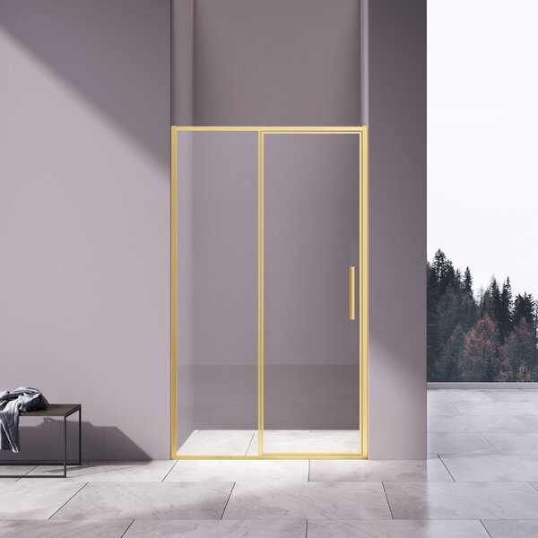 Душевая дверь Vincea Слим 8 (Slim 8mm) VDP-4SL120CLG 120x195 см, профиль золото матовое. Размер регулировки 1180-1210 мм