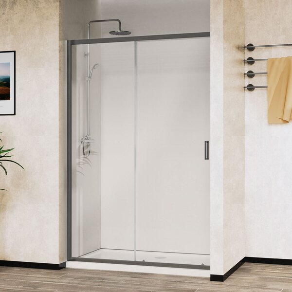 Душевая дверь Vincea Сити (City) VDS-5CT140CLGM 140x195 см, профиль вороненая сталь. Размер регулировки 1370-1410 мм