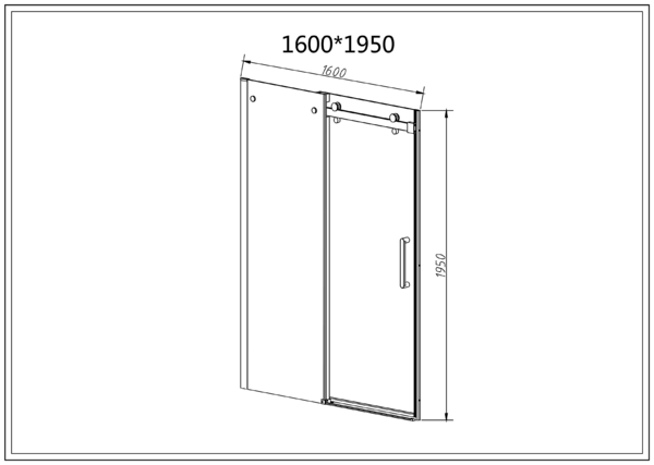 Душевая дверь Vincea Комо-Н (Como-N) VDS-4CN160CGB 160x195 см, профиль черный матовый. Размер регулировки 1590-1610 мм
