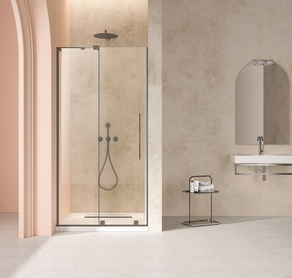 Душевая дверь Vincea Волк-Ин (Walk-In) VDS-4WSL120CLGM-L 120x200 см, профиль вороненая сталь. Размер регулировки 1195-1210 мм
