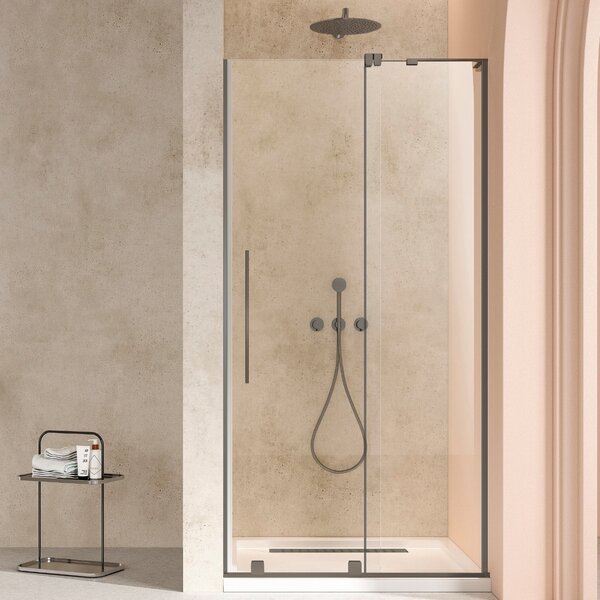 Душевая дверь Vincea Волк-Ин (Walk-In) VDS-4WSL120CLGM-R 120x200 см, профиль вороненая сталь. Размер регулировки 1195-1210 мм