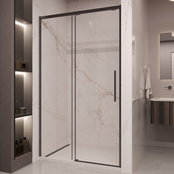 Душевая дверь Vincea Стелла (Stella) VDS-1ST150CLB 150x200 см, профиль черный матовый. Размер регулировки 1480-1500 мм