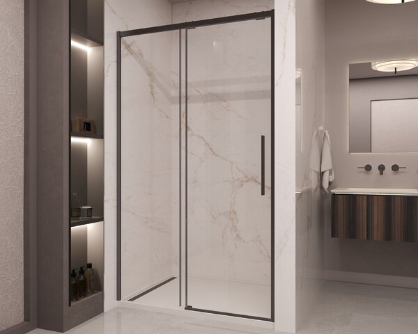 Душевая дверь Vincea Стелла (Stella) VDS-1ST160CLB 160x200 см, профиль черный матовый. Размер регулировки 1580-1600 мм