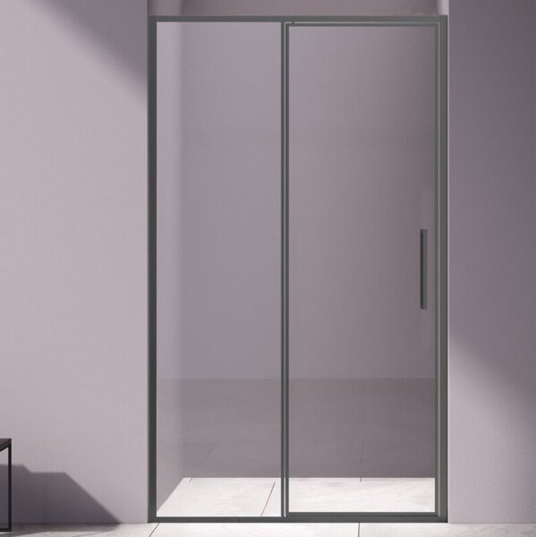 Душевая дверь Vincea Слим 8 (Slim 8mm) VDP-4SL120CLGM 120x195 см, профиль вороненая сталь. Размер регулировки 1180-1210 мм
