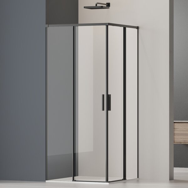 Душевой уголок Vincea Софт 2 (Soft 2) VSS-3SO2800CLB, 800*800, черный, стекло прозрачное