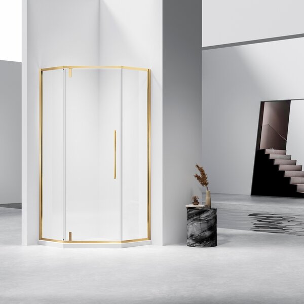 Душевой уголок Vincea Слим-Н (Slim-N) VSP-4SN100CLG, 1000*1000, брашированное золото, стекло прозрачное