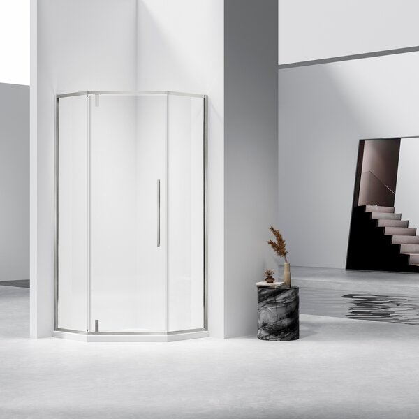 Душевой уголок Vincea Слим-Н (Slim-N) VSP-4SN100CLBN, 1000*1000, брашированный никель, стекло прозрачное