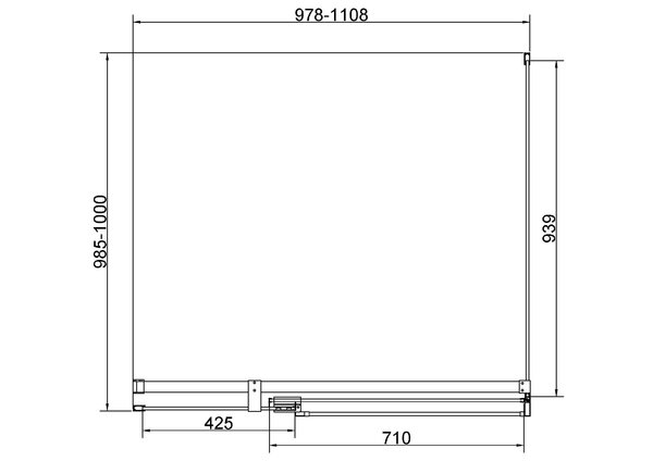 Душевой уголок Vincea Экстенза (Extenza) VSR-4EX101110CLGM, 1000/1100*1000, вороненая сталь, стекло прозрачное