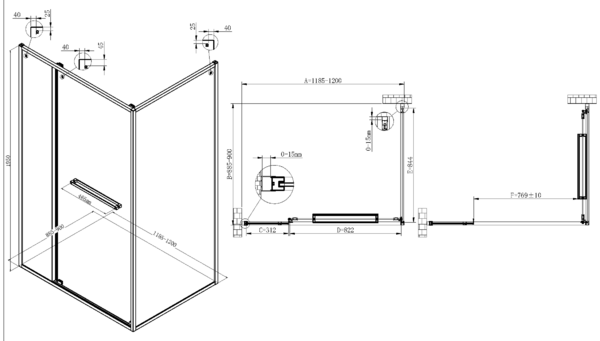 Душевой уголок Vincea Теси (Tesi) VSRW-7TS9012CL, 1200*900, хром, стекло прозрачное