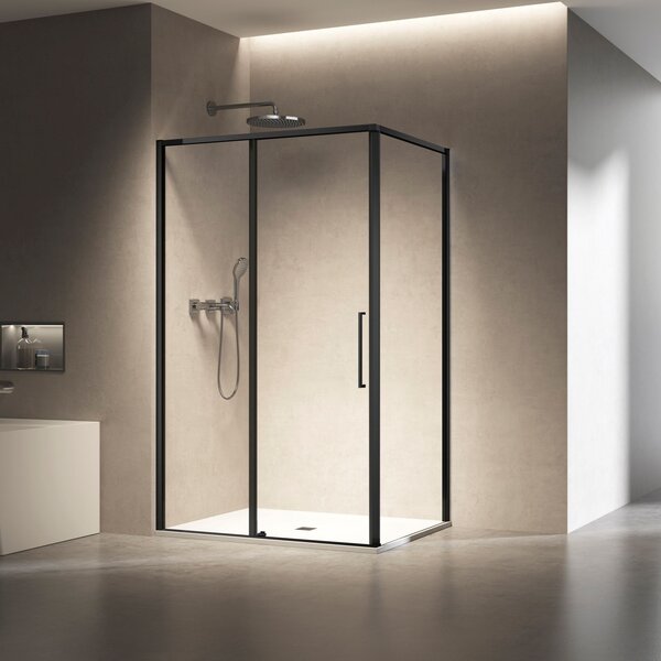 Душевой уголок Vincea Слим 8 (Slim 8mm) VSR-6SL8012CLB, 1200*800, черный, стекло прозрачное